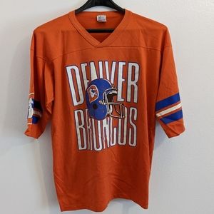 Denver Broncos Vintage 1980s Jersey-Style V-Neck T-shirt|XL